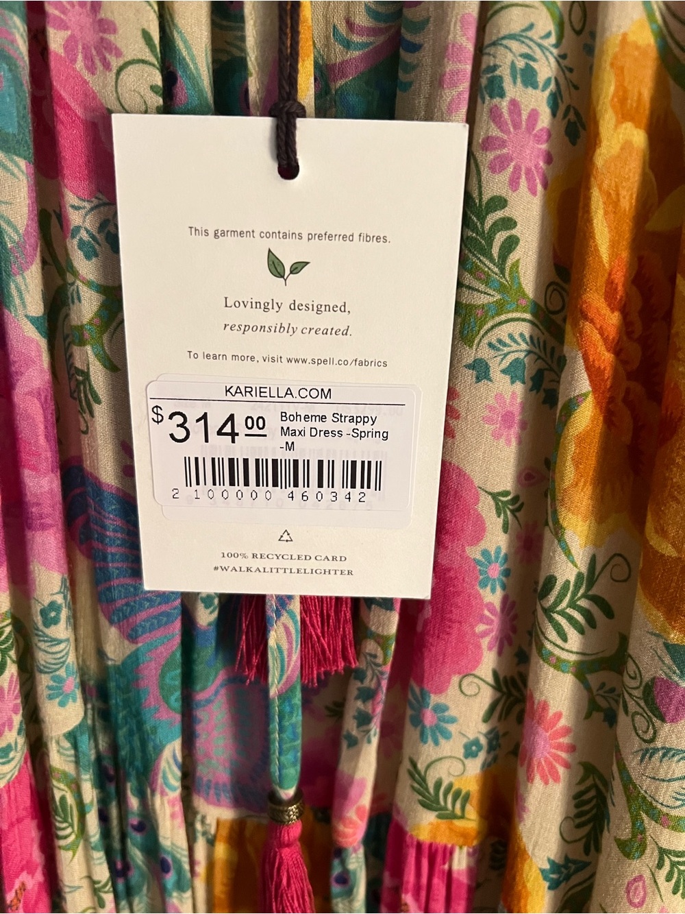 Spell Floral Maxi Dress in Pink, Green & Yellow - Picture 3 of 3